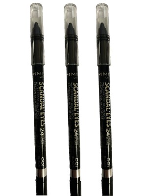 (3 Pack) NEW Rimmel Scandaleyes Waterproof Kohl Kajal Liner, Black ,0.04 Ounces