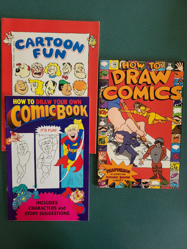 HOW TO DRAW COMICS~ CARTOON STRIPS - CARTOON FUN ~ART INSTRUCT ~ LOT 3 SC BOOKS!