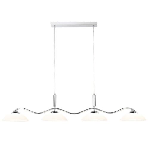 4 Lights Chrome Finish Ceiling Fitting Pendant Bar Light Frosted Glass Shades - Picture 1 of 1
