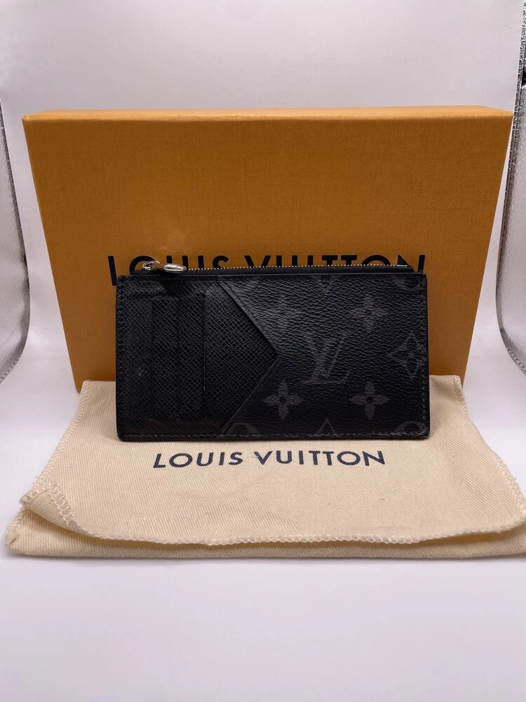 Louis Vuitton Coin Card Holder Monogram Eclipse Taiga Black