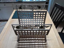 Metal  Magazine Rack Flowers Roses Butterfly 