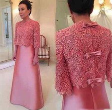 A Line Mother Of The Bride Dresses Top Lace Half Sleeve Back Bow