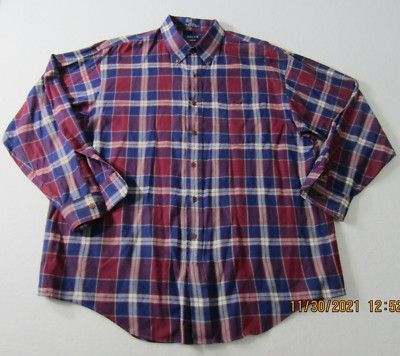 Arrow Dover Shirt Mens Extra Large Maroon Blue White Button Up Outdoor Casual