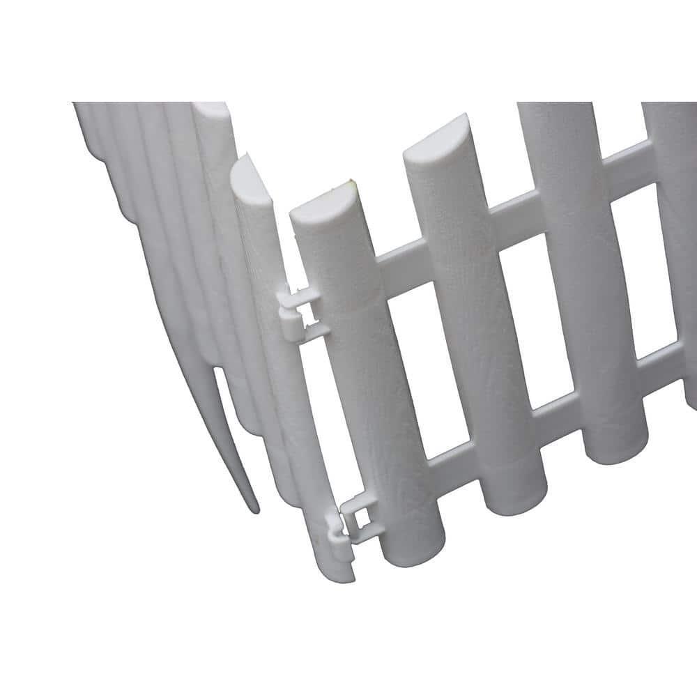Garden Fence 24 in. L White Plastic Resin Picket Interlocking Pieces (18-Pack)