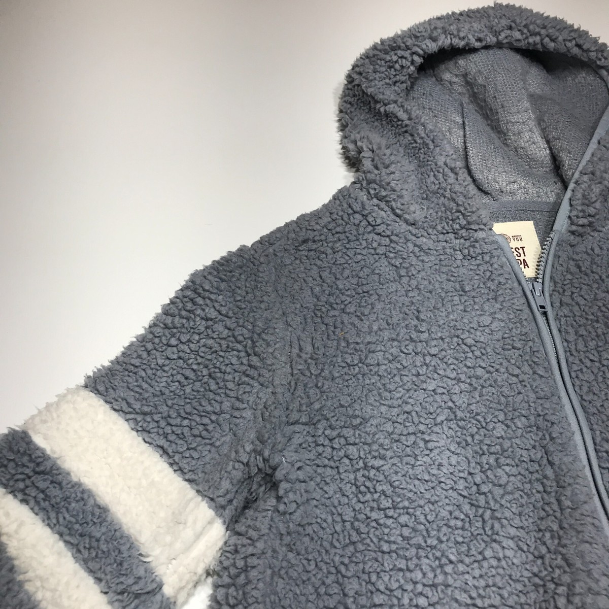 SO Jacket Womens Size Medium Softest Sherpa Faux Fur Hooded Full Zip Gray