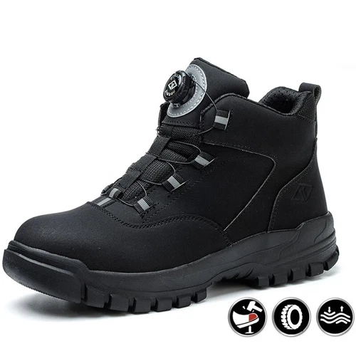 Work Safety Boots Steel Toe Shoes Men's Rotating Buttons Protective Shoes - Picture 22 of 29