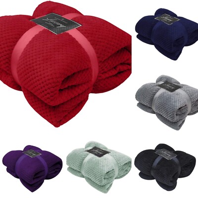 LUXUS POPCORN ÜBERWURF DECKE FLEECE REISEÜBERWURF SOFA BETT WARM KUSCHELIG EXTRA GROß