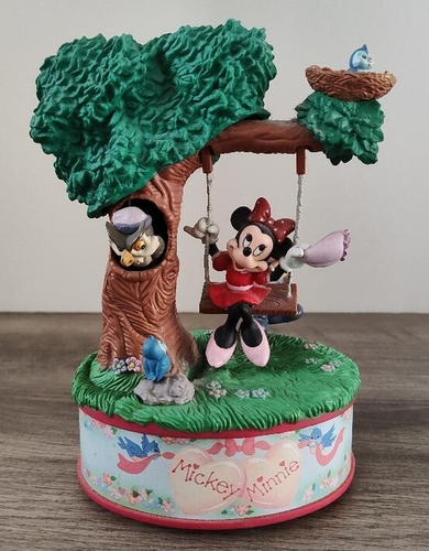 Vintage Enesco Minnie and Mickey Musical Swing Once upon a Dream Rare WORKS - Picture 9 of 9