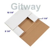 50- 10 1/4 x 8 1/4 x 1 1/4" Multi Depth Cardboard Book Mailer Shipping Box Boxes