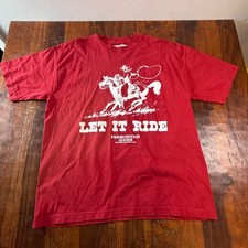 Premonition Goods Mens Red Let It Ride Cowboy Graphic T-Shirt Size Medium