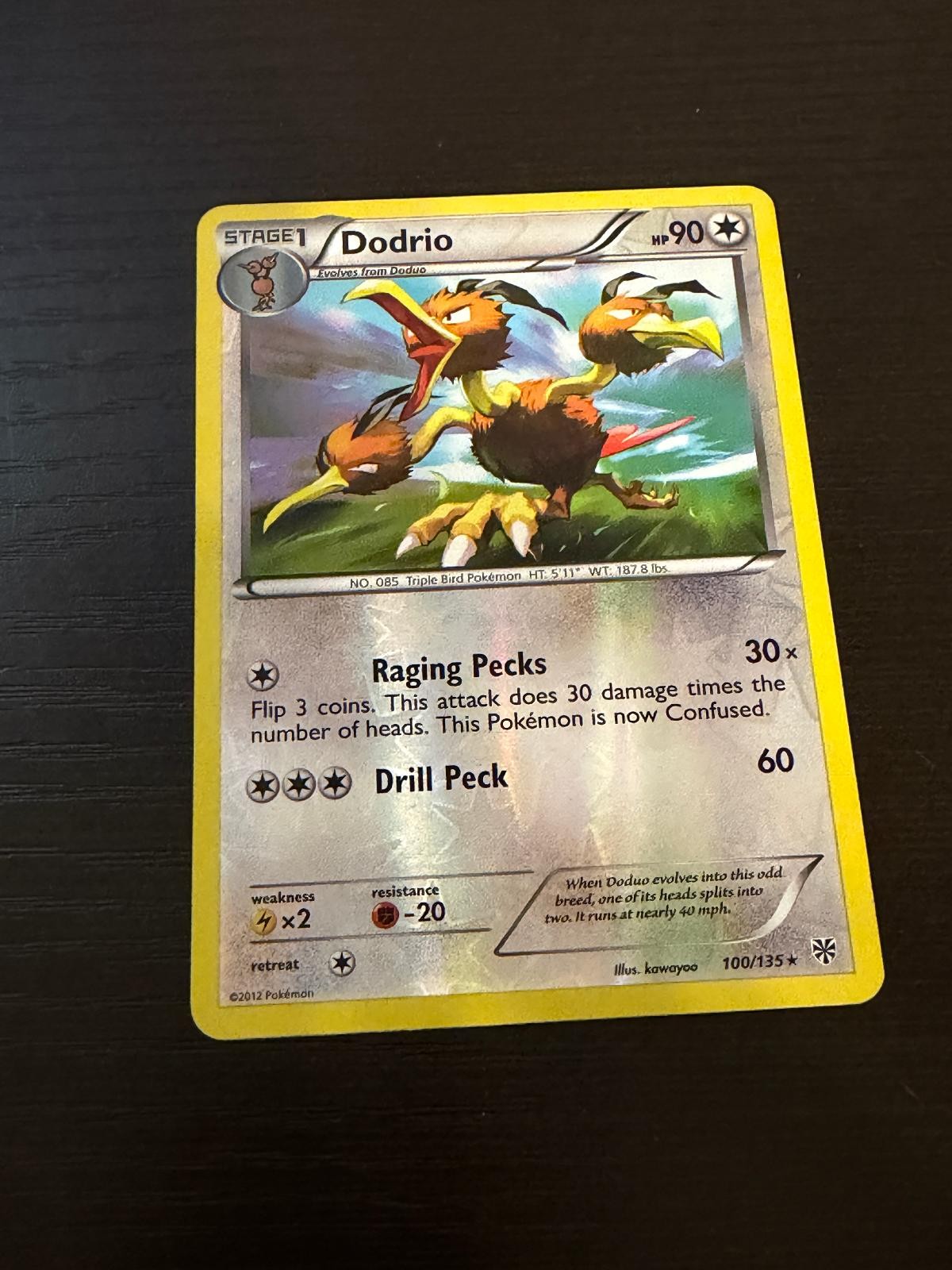 Dodrio 100/135 Rare Plasma Storm Pokemon Reverse Holo Lightly Played