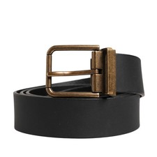 DOLCE & GABBANA Belt Men Black Classic Leather Metal Buckle 110cm / 44in 430usd