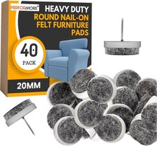 PERFORMORE 40 Pcs Heavy Duty Round Nail-On Felt Furniture Pads 20mm, Non Slip