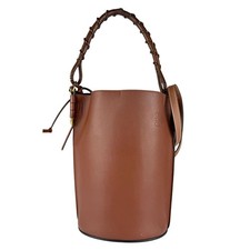 Auth LOEWE Gate Bucket Handbag Shoulder Bag Brown Leather - z8827