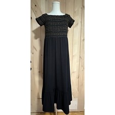 Michael Kors | Gold Sparkle Black Short Sleeve Midi Dress | Size Large