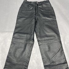 VTG Styleworks Black Leather Pants High Rise Lined Real Leather