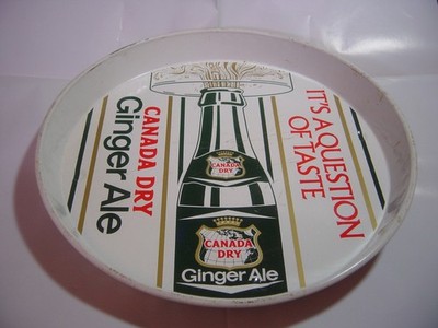 VINTAGE SELTEN - CANADA DRY GINGER ALE Werbung Emaille Pub Tablett - gebrauchter Zustand - NO-2