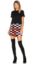 McQ Alexander McQueen Black Crochet Block Short Sleeve Mini Dress sz S