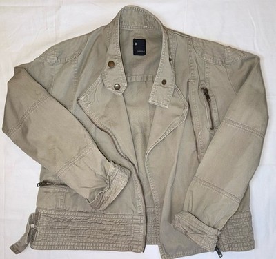 FOXHOLE Beige Zip Button Jacket Collared Buckle Pockets Short Women Size 12