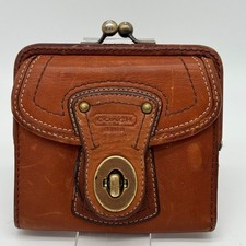 Vintage COACH Legacy Leather Turnlock Kisslock French Purse Wallet Tan 65th Anni