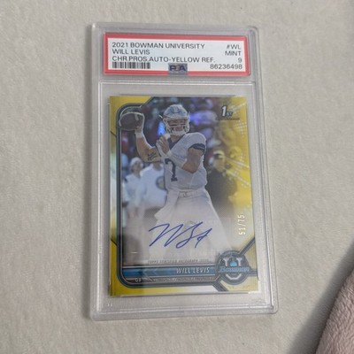 Will Levis - 2021 Bowman U - Yellow Ref. - AUTO - /75 - PSA 9- Auto 10