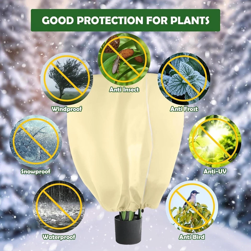 Cubiertas para plantas protección contra congelación con cordón transpirables portátiles cálidas  Foto 3 de 4