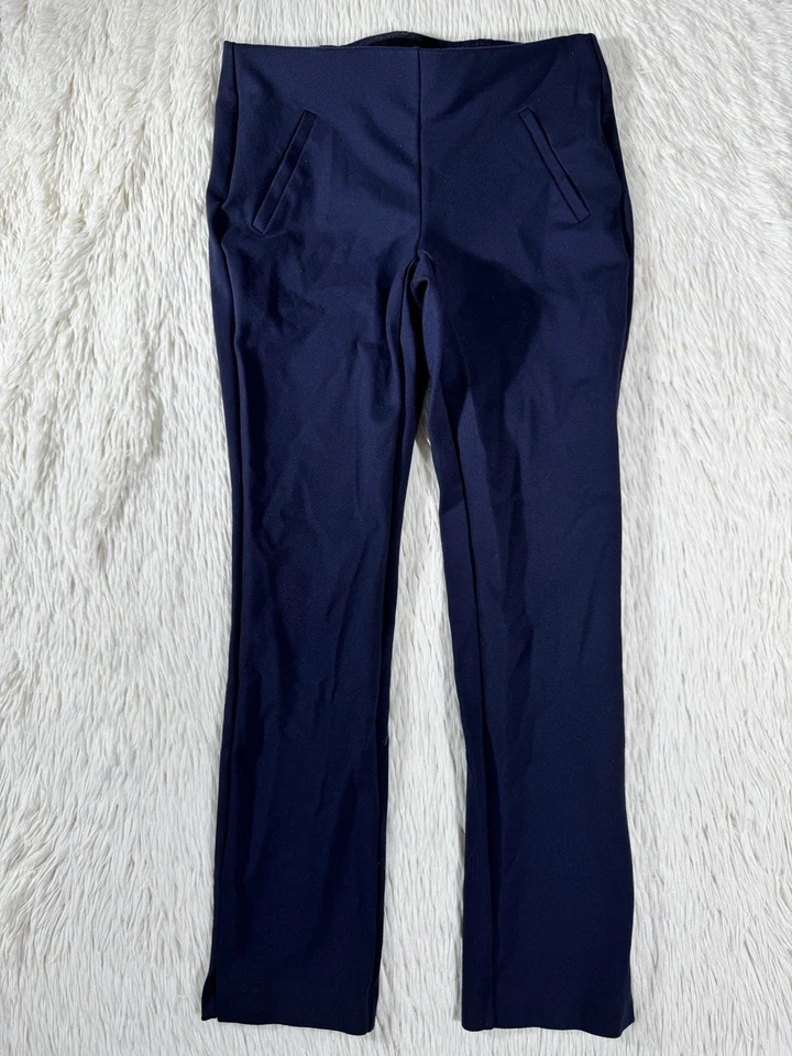 Pantalones de vestir CHICO'S azul marino frente plano ajustados pierna ajustados tiro medio para mujer talla 4 Foto 3 de 4