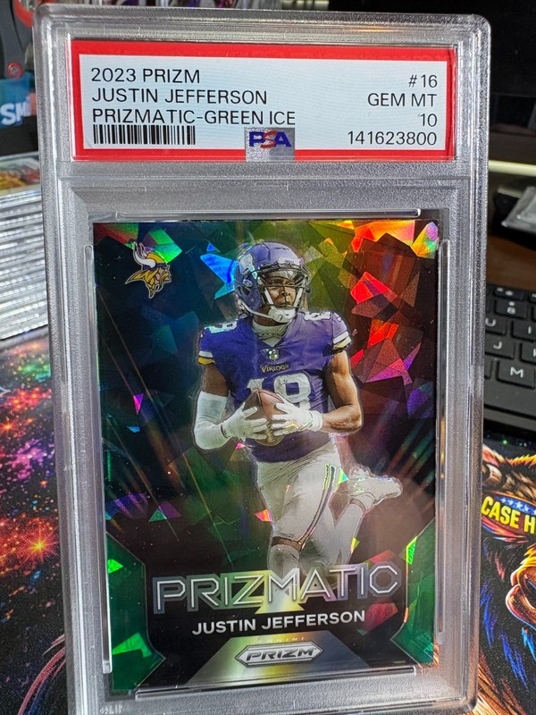 2023 Panini Prizm Prizmatic Green Ice Justin Jefferson PSA 10 GEM MT