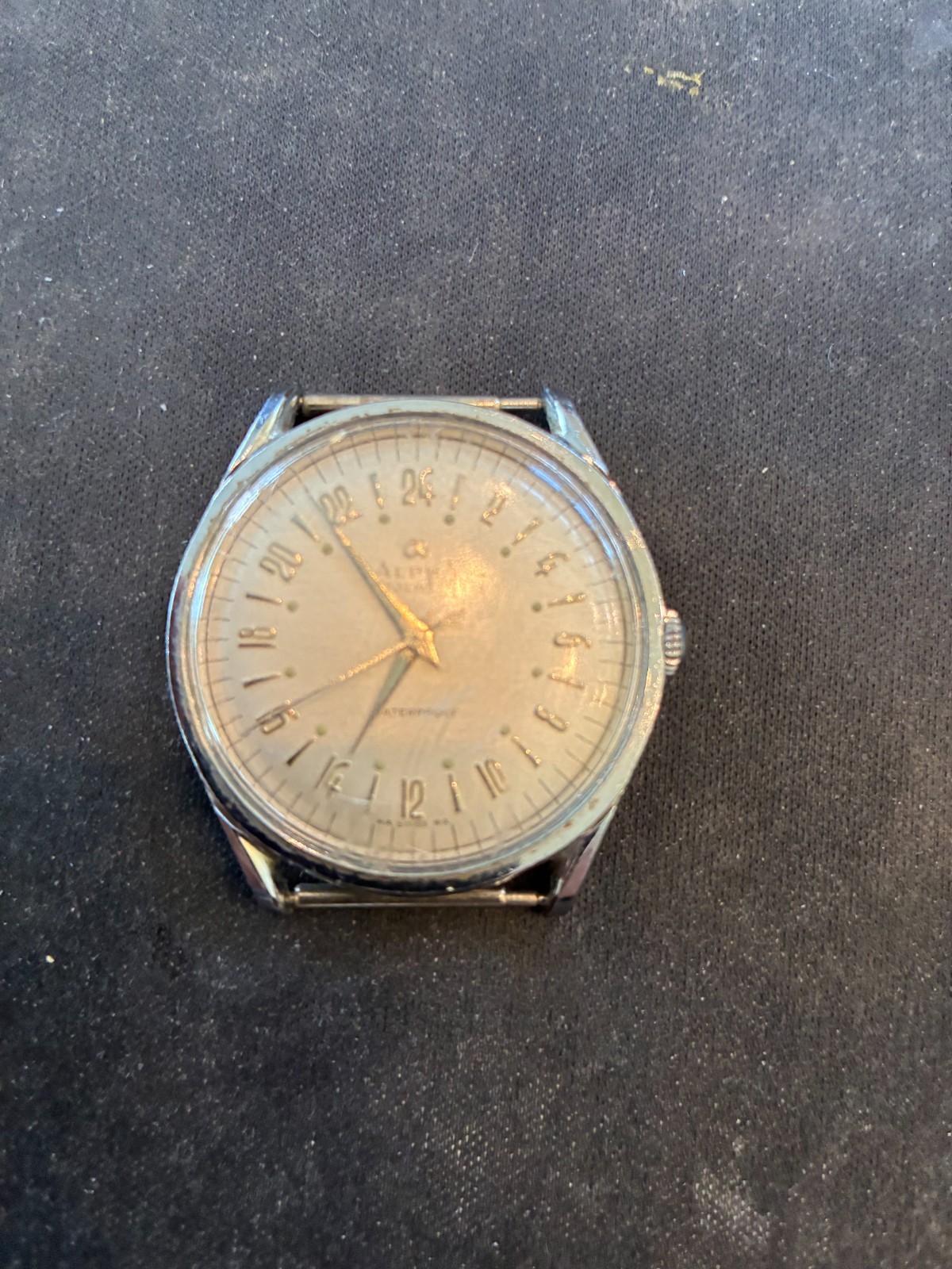 ALPHA watch , Swiss, anti magnet military-style dial runs good 1960s waterproof