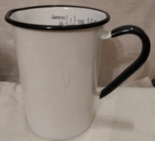 Vintage Blue And White Enamel 1 Cup/Pint Size Measuring Cup *Graduations Inside