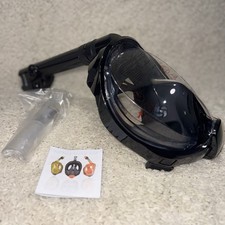WSTOO Full Face Snorkel Mask Adult Black 180  View Dry Top Anti-Fog Camera Mount