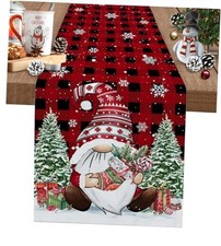 Christmas Table Runner 13x90 Inches Long Xmas Tree Buffalo Plaid 13"x90" Gnome