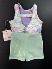 More Than Magic Teal Floral Gymnastics Leotard Size 2T Toddler NEW