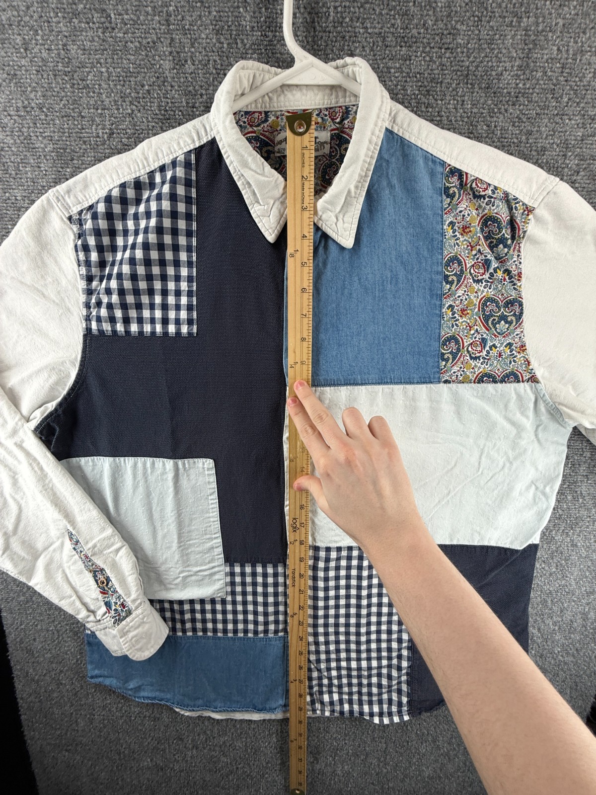 Desigual Colorblock Patchwork Blue White 2XL Cott… - image 5