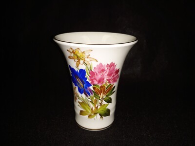 Vintage Handgemalt GARMISCH Bavaria Germany Vase Flowers Gold Rim