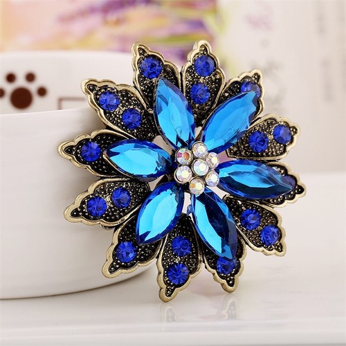 BROOCH Blue Vintage Style Flower Brooch Fashion Pin-on Brooch Mothers Day Gift - Picture 3 of 4