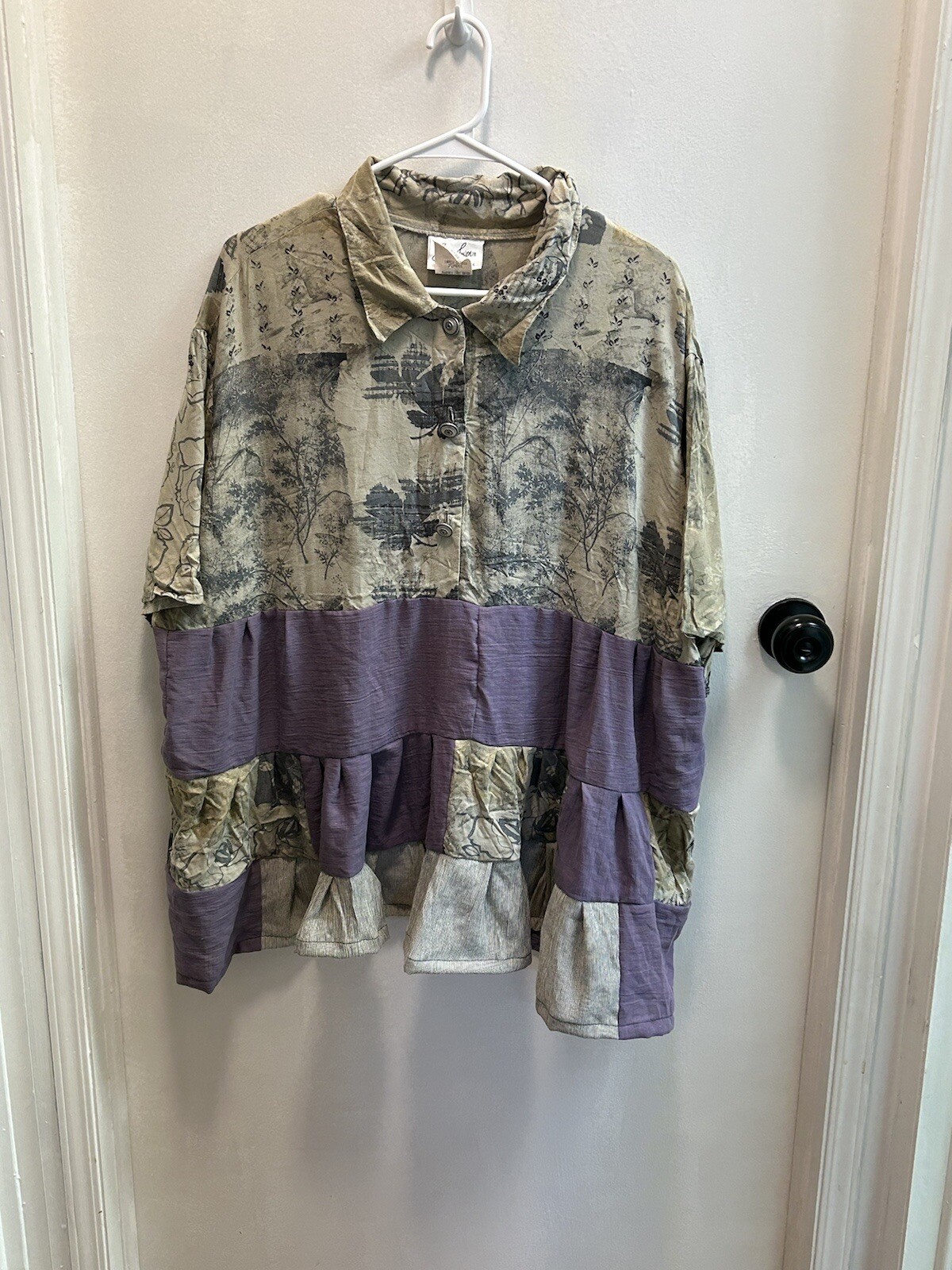 Upcycled Women’s Patchwork Blouse Plus Size (size… - image 1