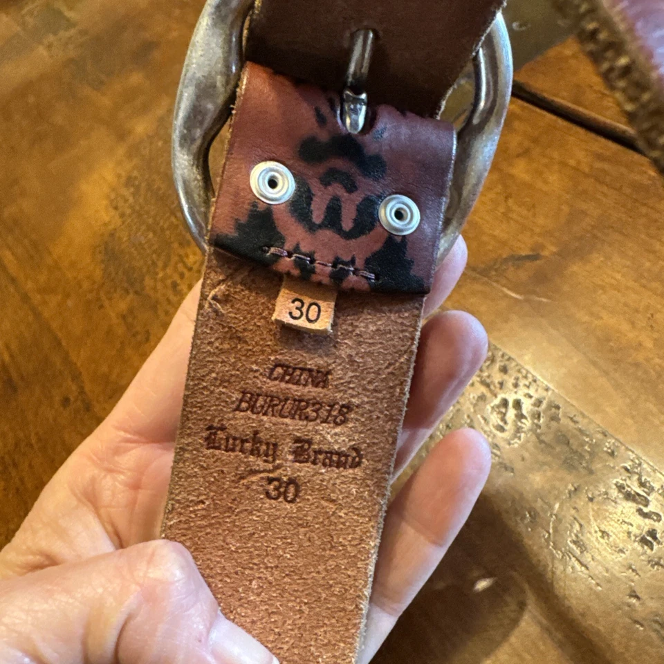 Cinturón Burur318 Lucky Brand de cuero genuino rojo y negro para mujer talla 30 Foto 4 de 4