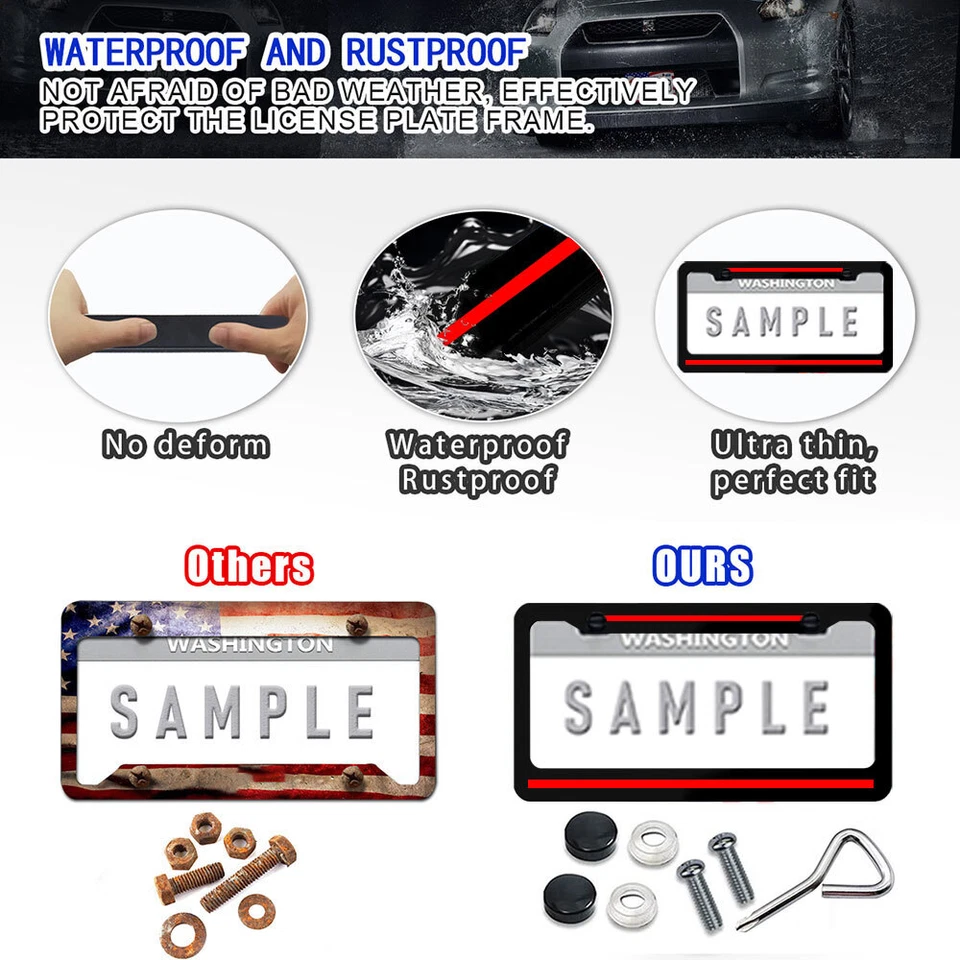 Cubierta de marco de matrícula de metal Red Line para automóvil SUV negra para accesorios Chevrolet Foto 4 de 4