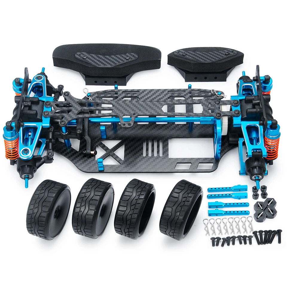 Kit de cuadro de coche de turismo 4x4 4x4 transmisión de eje de aleación y metal para TAMIYA TT01 azul Foto 2 de 4