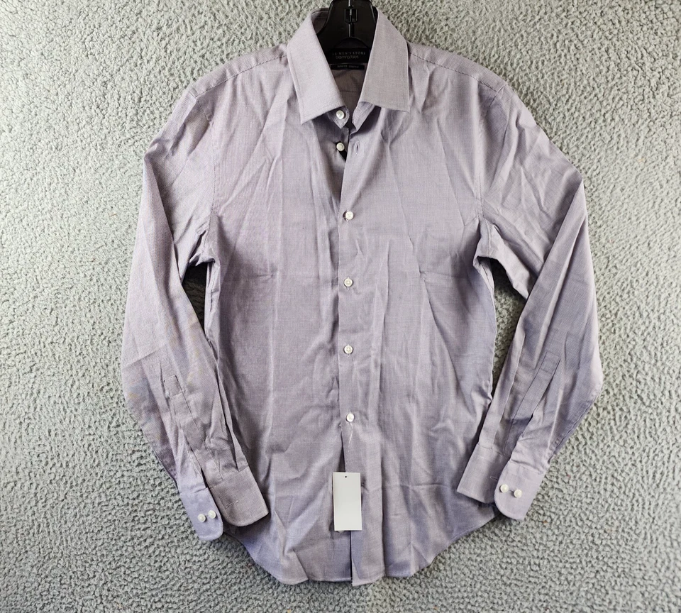 Camisa elástica ajustada The Men's Store at Bloomingdale's para hombre 14,5 32/33 púrpura Foto 2 de 4