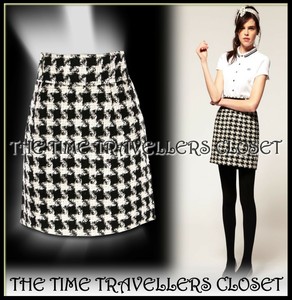 AMY WINEHOUSE FRED PERRY BLACK WHITE WOOL BLEND HOUNDSTOOTH MINI SKIRT UK 10 | eBay