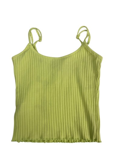 American Eagle XS Girls Tank Top Crop Knit Ribbed Cami Y2K Henley Button Green - Picture 6 of 8