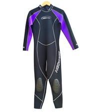 Neosport Womens Full Dive Wetsuit Sz 8 Surf Scuba Suit 3/2mm EUC Black Purple