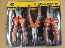 3 piece Plier Set - 6 inch Diagonal Long Nose Combination - NEW! Tuff Work