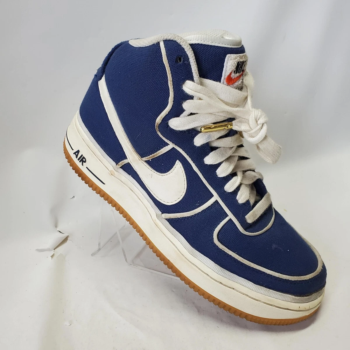 Nike Blue Air Force 1 High LV8 Navy Blue Canvas White Size 6Y 807617-400