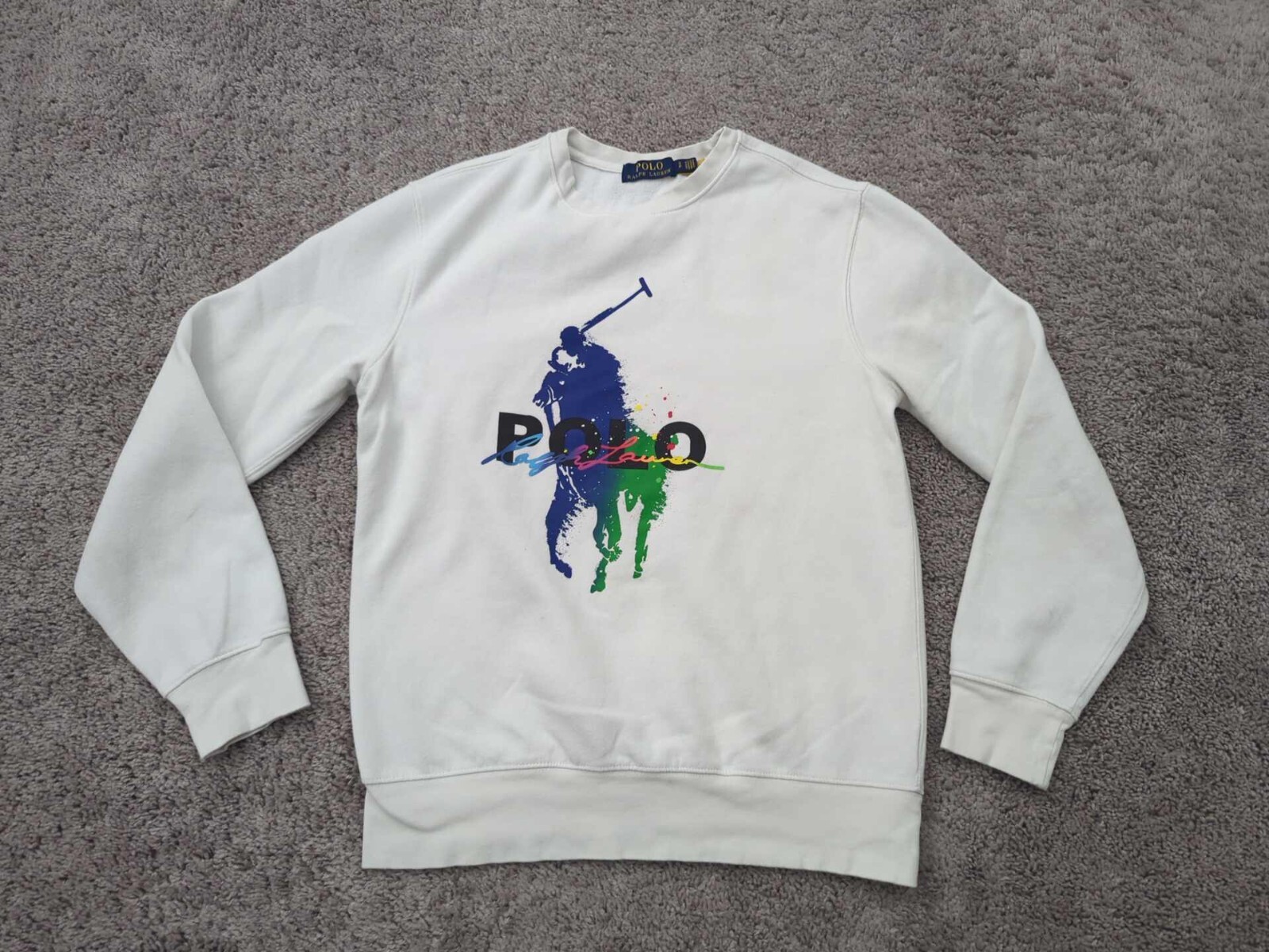 Polo Ralph Lauren maglione uomo piccolo pullover pony vernice splatter felpa