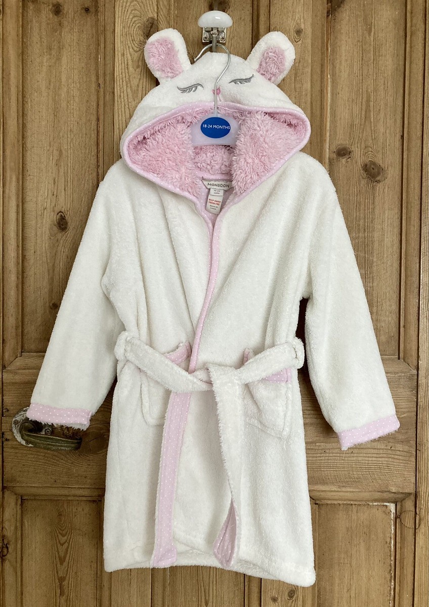 Monsoon Baby Girl Bunny Dressing Gown Size 18-24 Months White & Pink VGC |  eBay UK