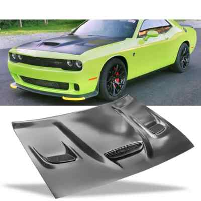 Fit 08 - 2023 Dodge Challenger Hellcat Style Hood Scoop Air Intake Vent Aluminum