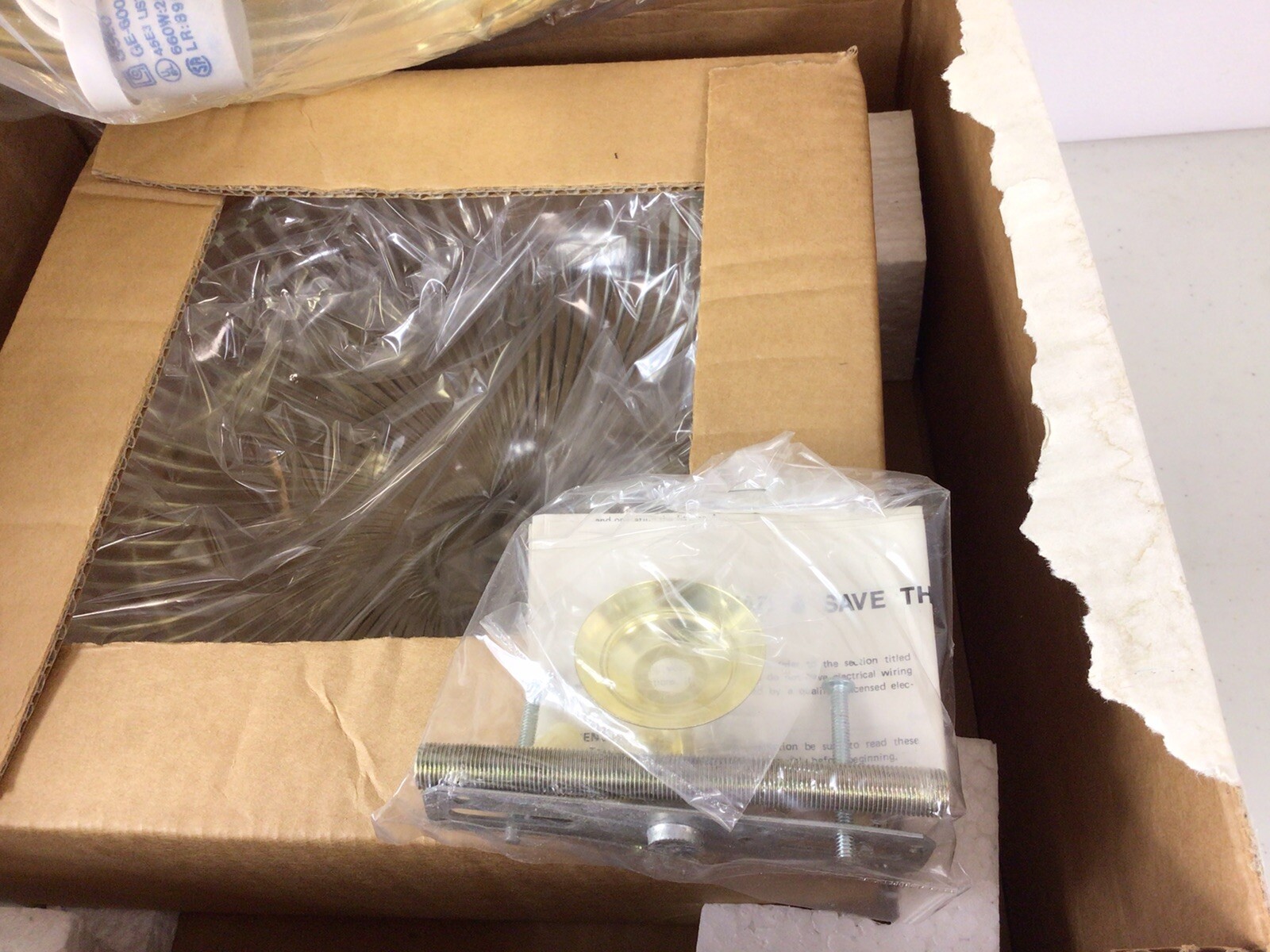 The Designers Edge Clear Swirl Glass Ceiling Fixture NEW